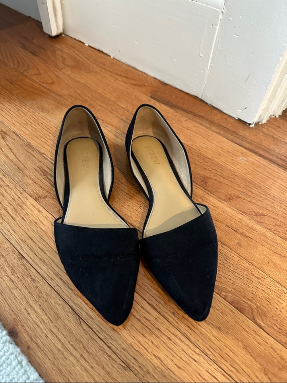J. Crew Black Suede Pointed D'Orsay Flats